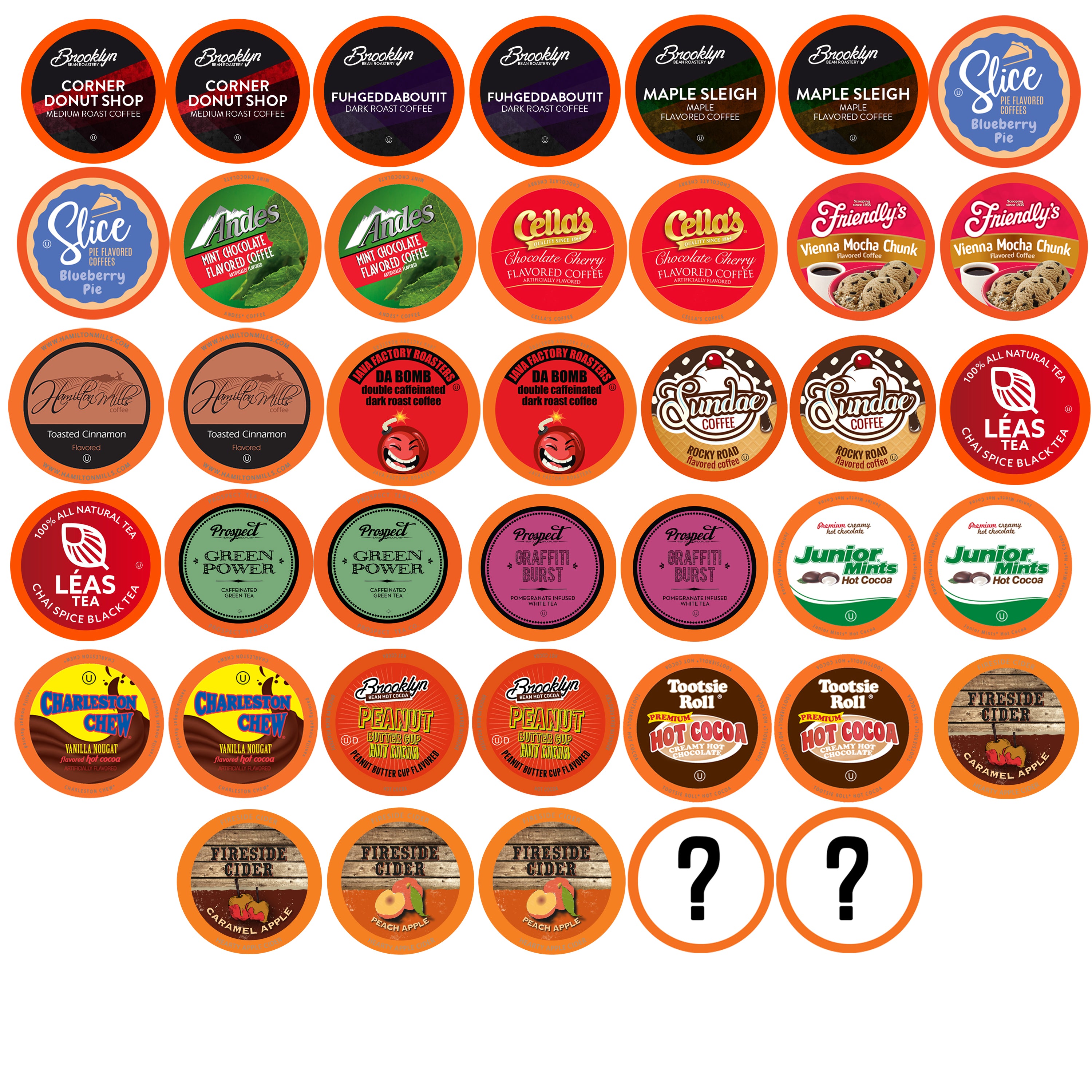 Image of Two Rivers Coffee, Tea, Cocoa, Cider, Cappuccino Pods Variety Pack