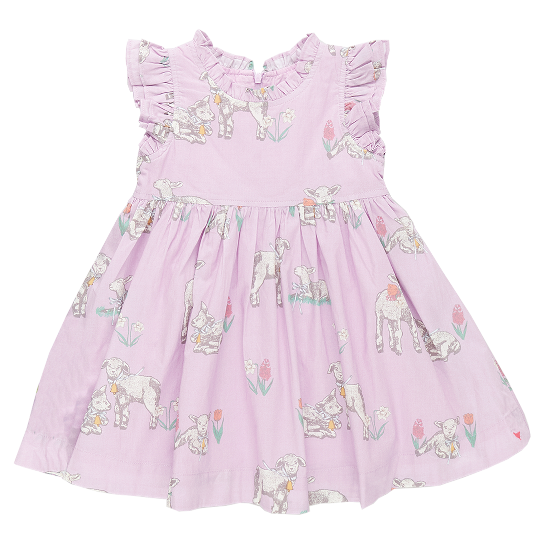 Image of Girls Leila Dress - Lavender Lambs