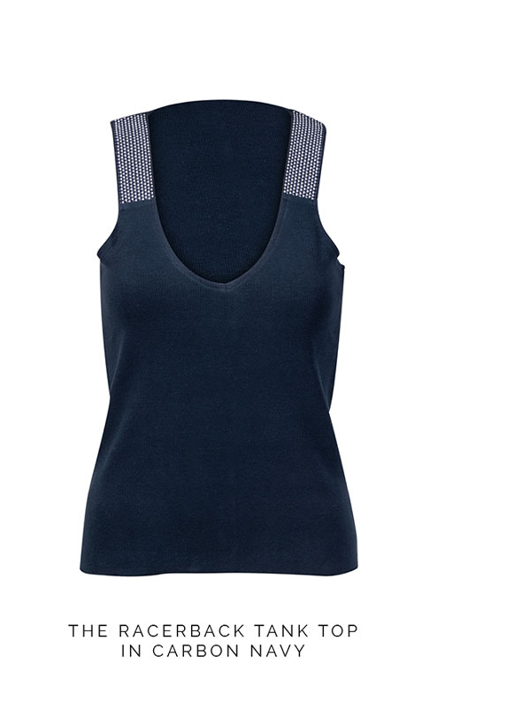 Racerback tank in carbon navy