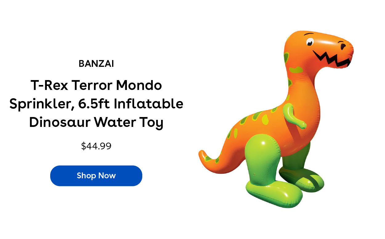 Banzai T-Rex Terror Mondo Sprinkler, 6.5ft Inflatable Dinosaur Water Toy $44.99 Shop Now