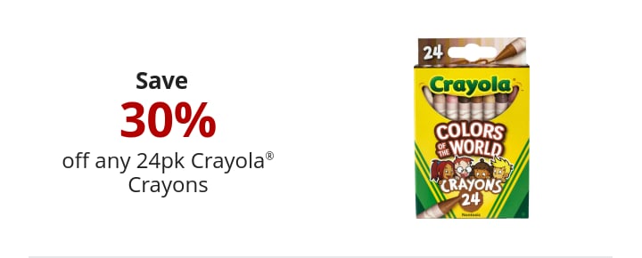 Save 0.3 off any 24pk Crayola® Crayons w/purchase of a Crayola® Coloring Book