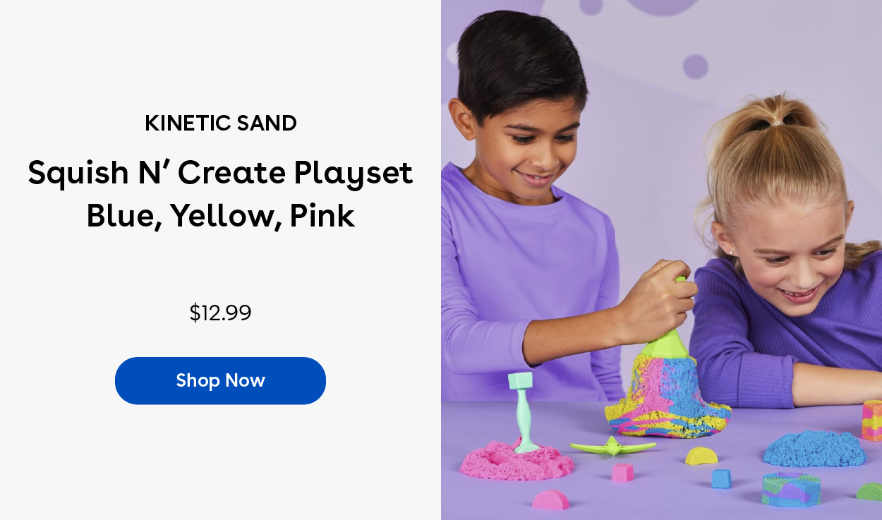 Kinetic Sand Squish N' Create Playset Blue, Yellow, Pink $12.99 Shop Now