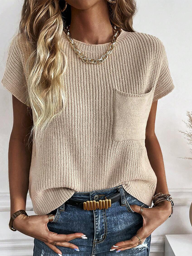 Women T-shirt Plain Short Sleeve Comfy Casual Sweater Top