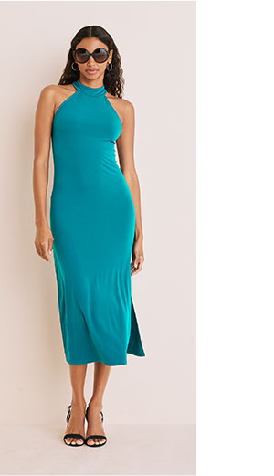 High Neck Midi Dress