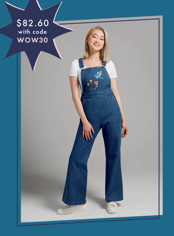 Humming Along Embroidered Overalls