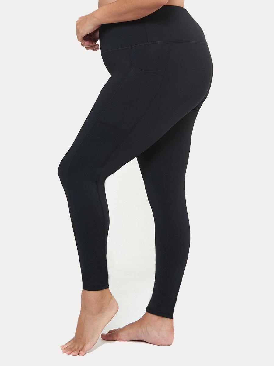 Image of Hi-Rise Square Pocket Leggings - Black Solid