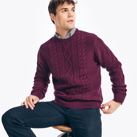 CABLE-KNIT CREWNECK SWEATER