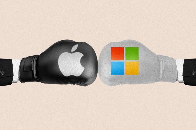 Apple and Microsoft logos