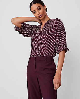 Striped Pleat Neck Popover