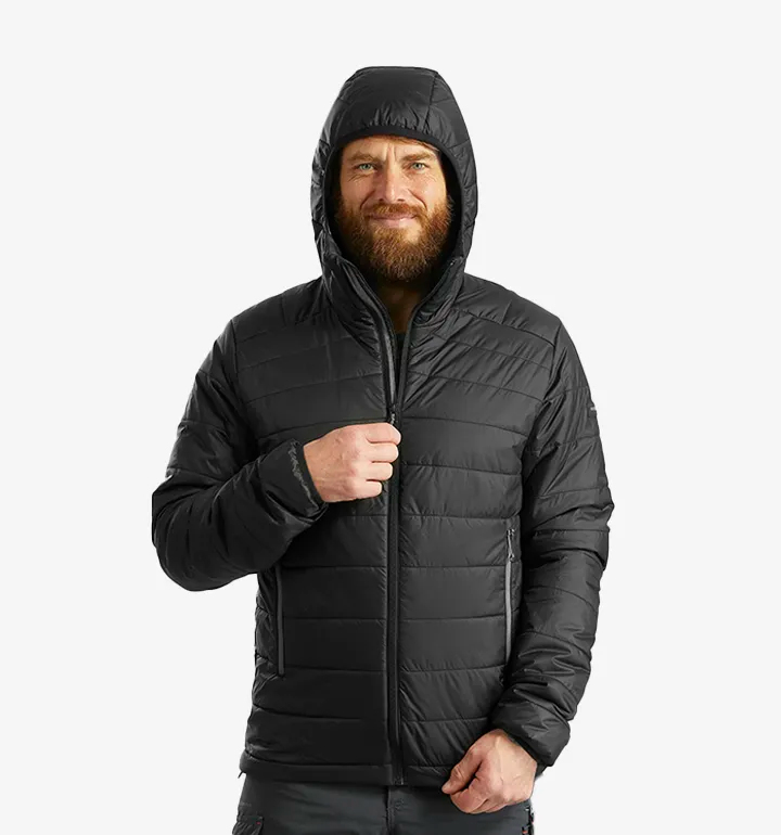 Men's Synthetic Mountain Backpacking Hooded Padded Jacket - MT100 - 41°F