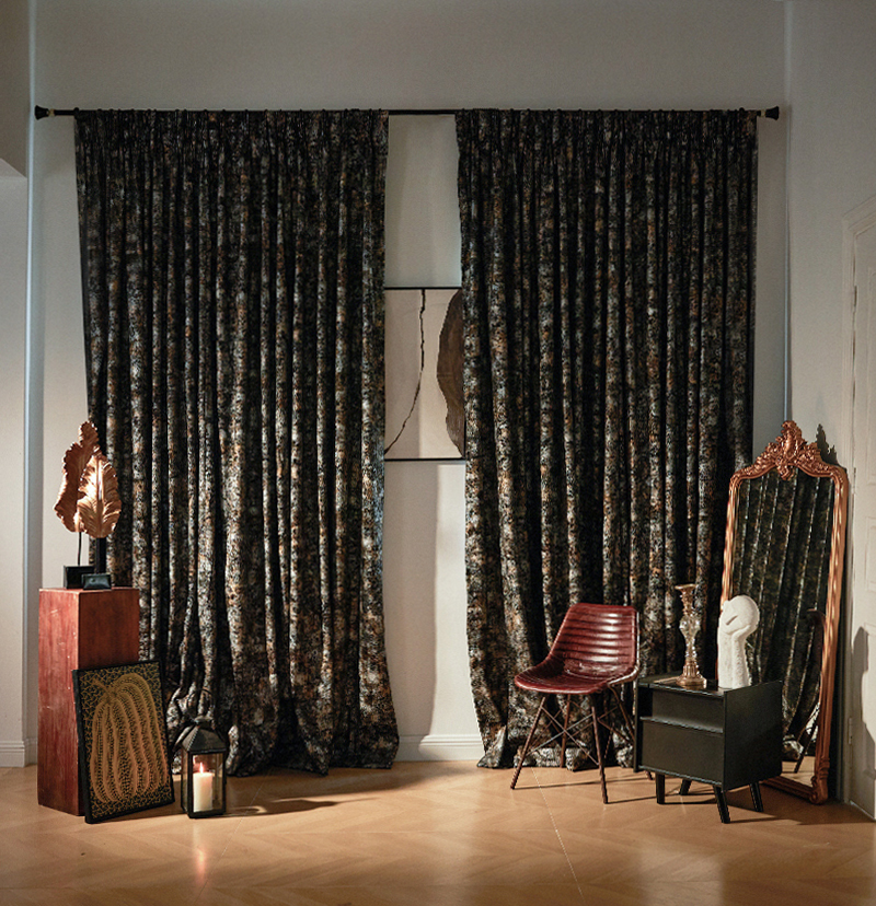 Impression Foil Printed Velvet Patterned Custom Curtain | Designed in Italy