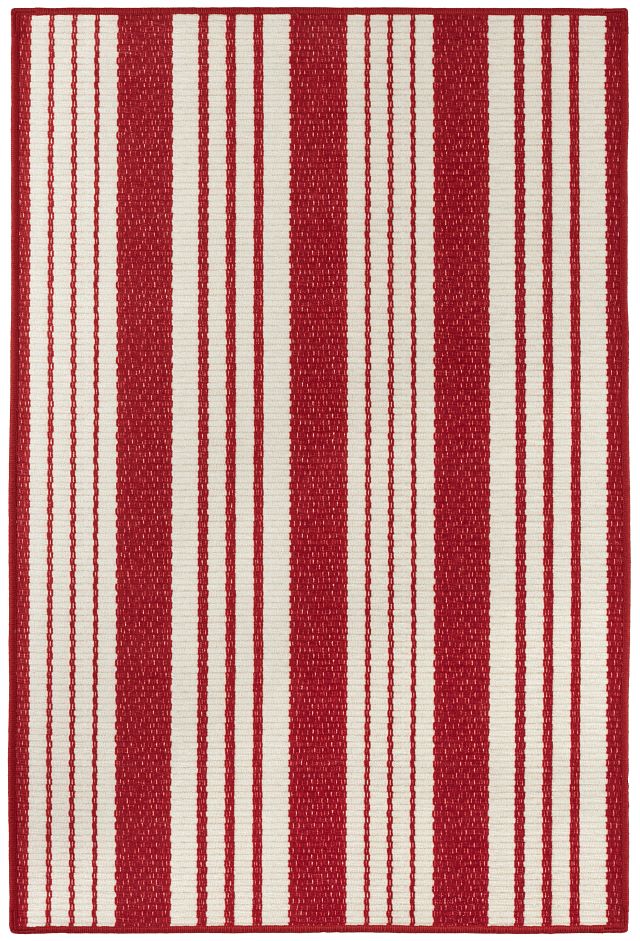 Image of Abby Ticking Red Machine Washable Rug