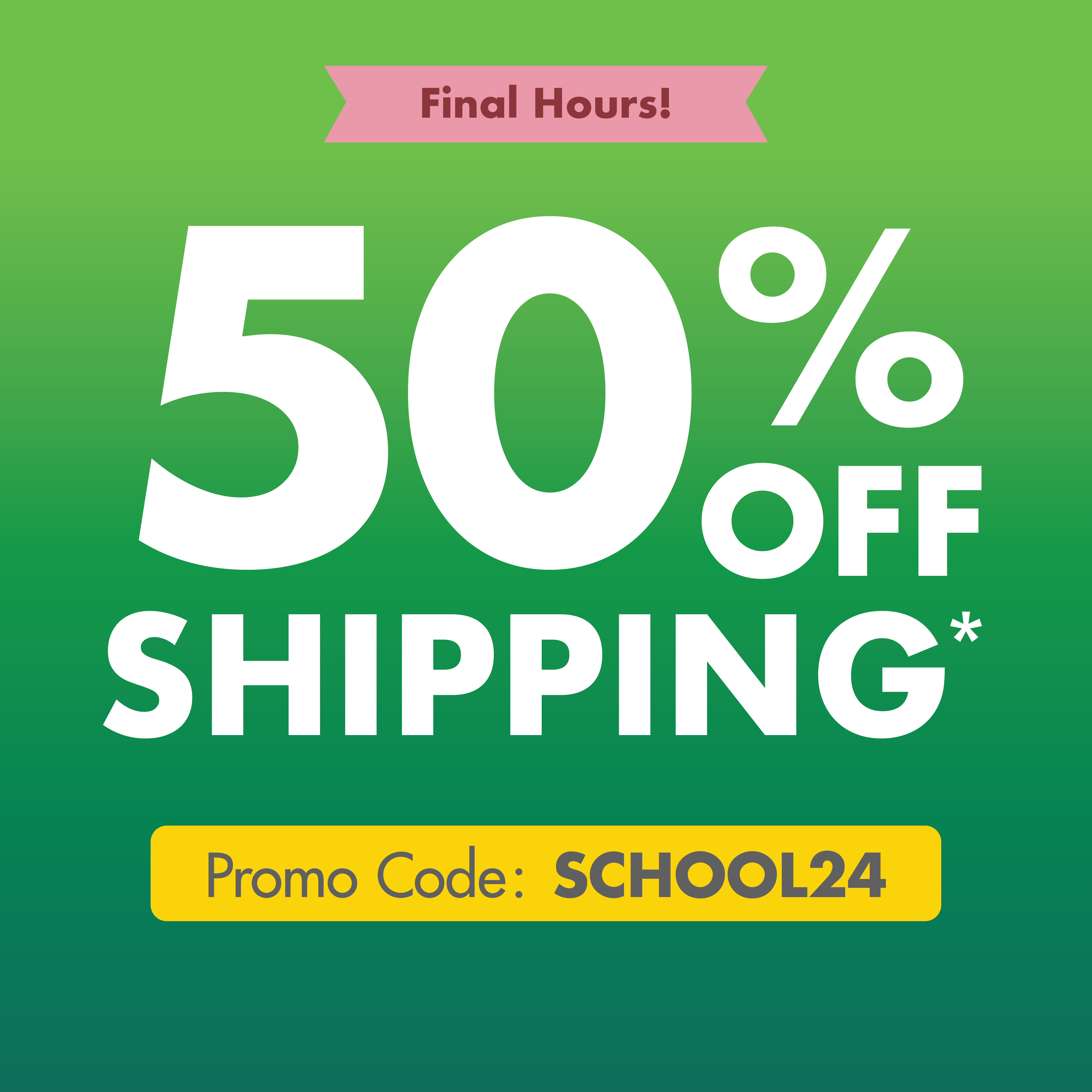 Get 50% off shipping online sitewide with code SCHOOL24 until 8/4/24