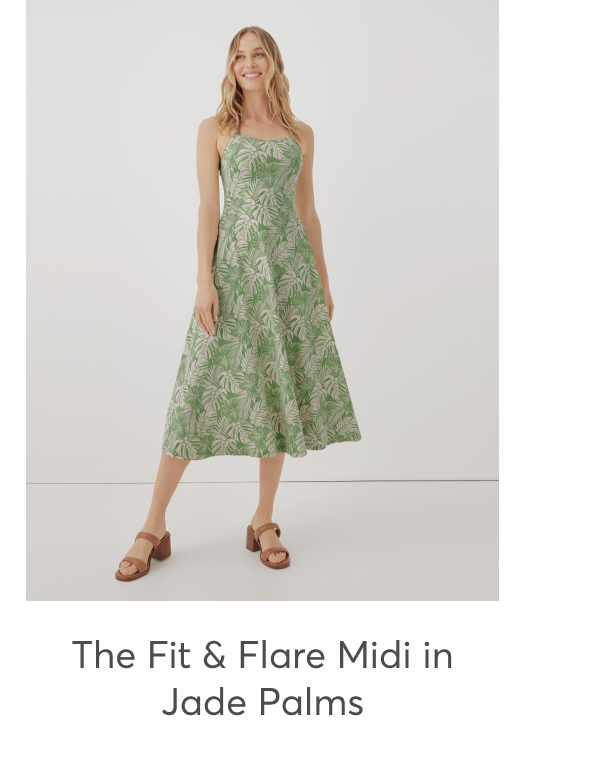 The fit & Flare Midi in Jade Palms