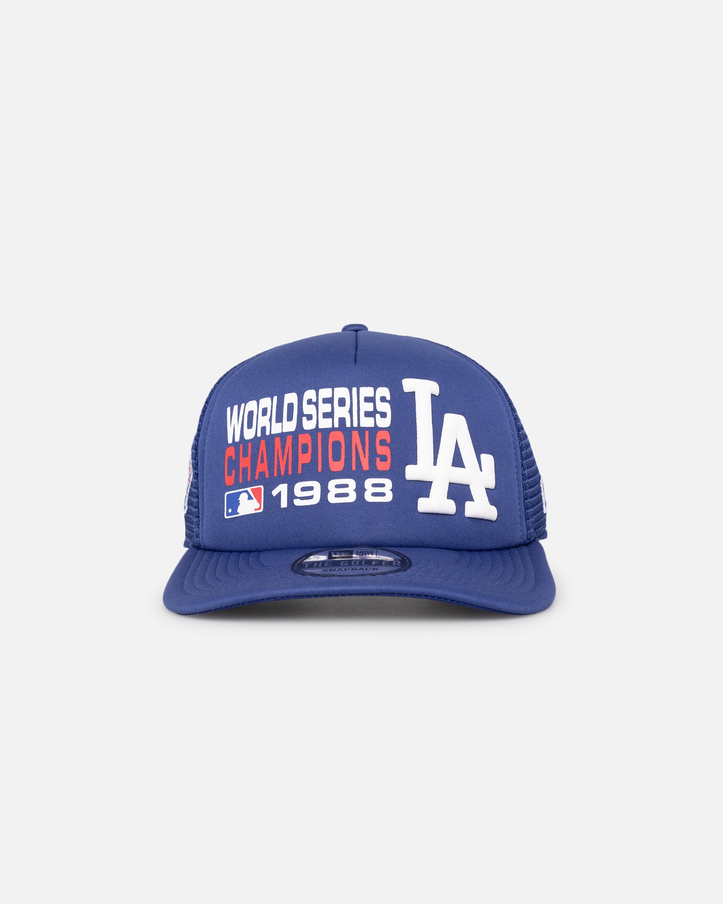 Image of New Era Los Angeles Dodgers Pre-Curved Golfer Trucker Snapback Dark Royal