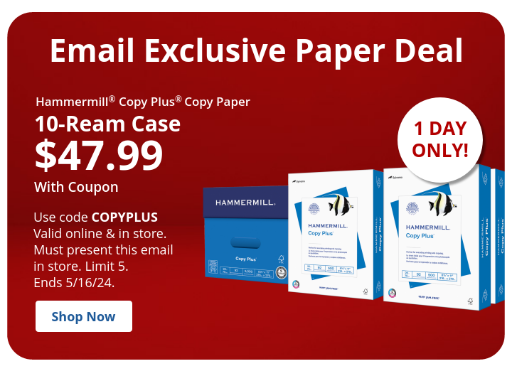 $47.99 Hammermill Copy Plus 10 ream case paper