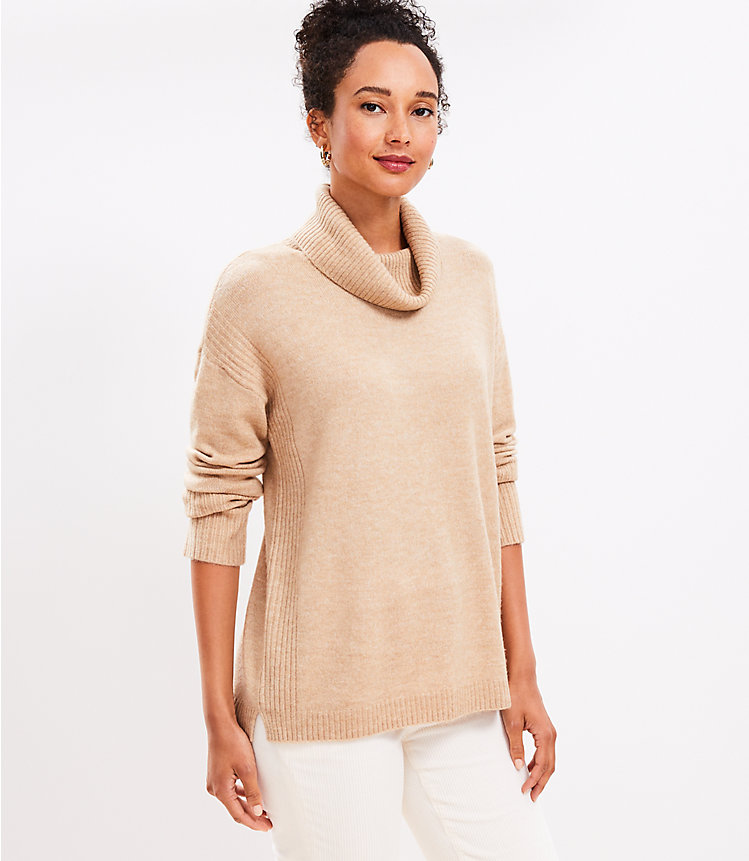 Ribtrim Turtleneck Tunic Sweater