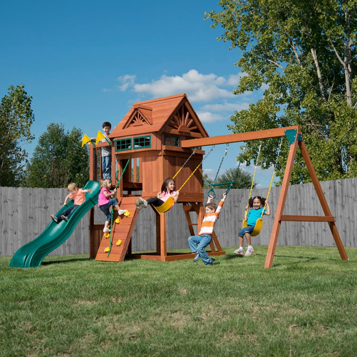 Image of Sky Loft Wooden Swing Set by Swing-N-Slide