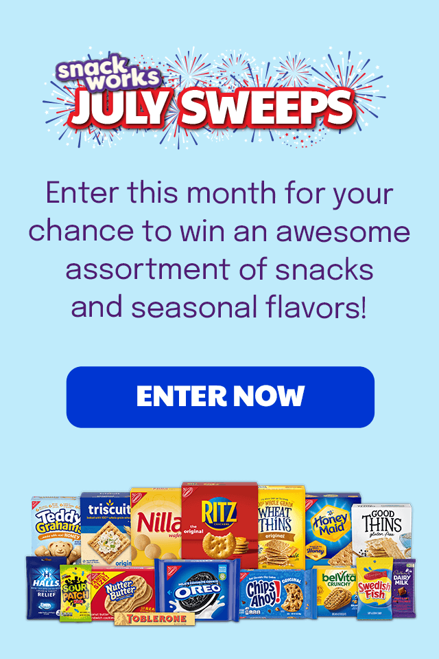 snackworks July Sweeps - Enter this month for your chance to win an awesome assortment of snacks and seasonal flavors! - ENTER NOW