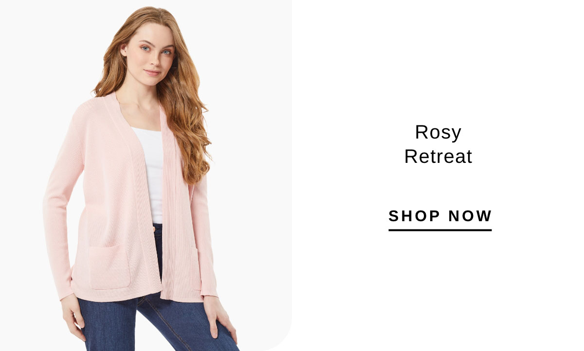 Rosy Retreat | SHOP NOW | Open Front Cardigan With Pockets