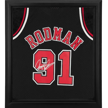 Dennis Rodman  Autographed Framed Black 1997-98 Mitchell & Ness Hardwood Classics Replica Jersey Shadowbox