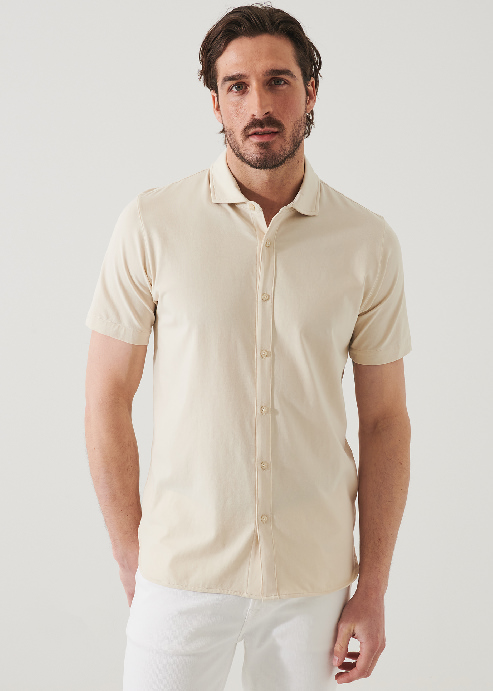 PIMA COTTON STRETCH BUTTON FRONT SHIRT