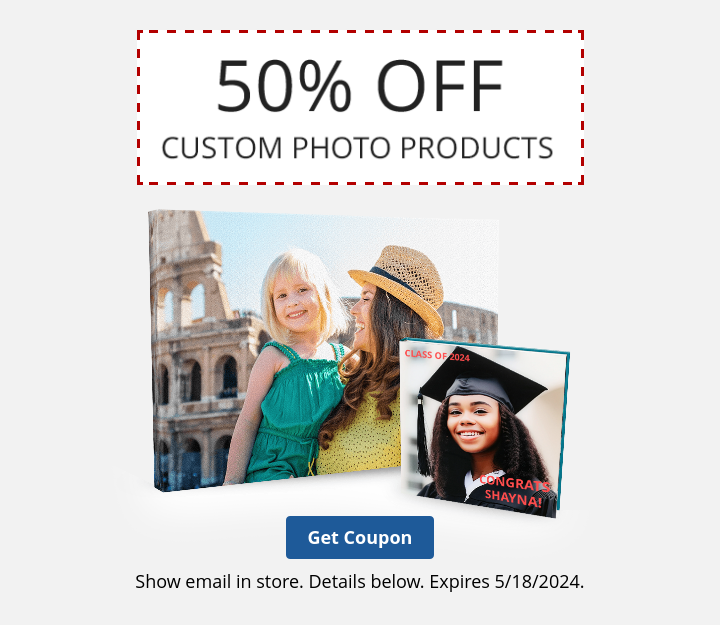 50% OFF CUSTOM PHOTO PRODUCTS