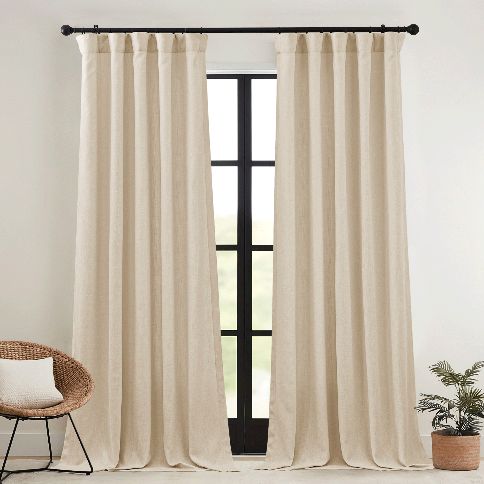 Custom Voy Faux Linen Room Darkening Curtain