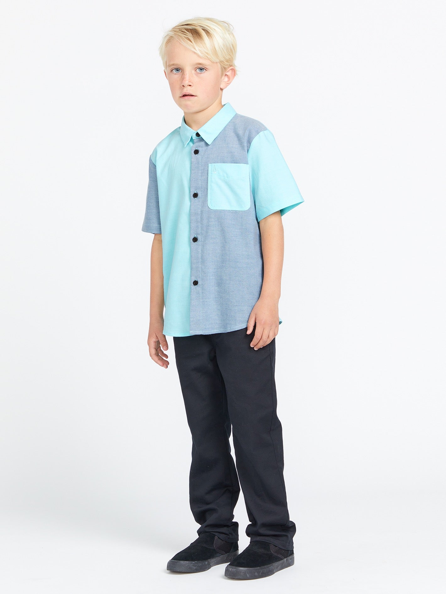 Image of Little Boys Satostone Short Sleeve Shirt - Crete Blue