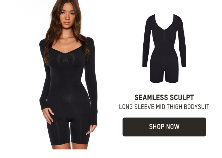 SEAMLESS SCULPT LONG SLEEVE MID THIGH BODYSUIT