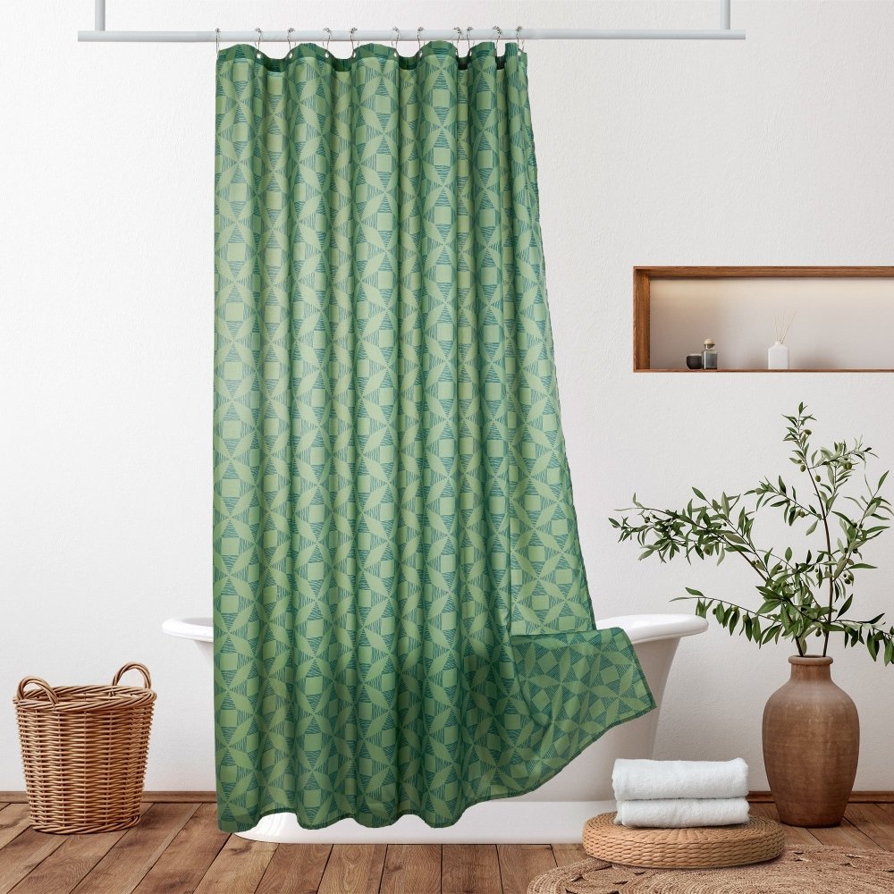 Bohome Nest Shower Curtains - Green-Nest / 72x72