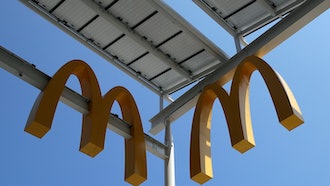 Logos on McDonald's Chicago flagship restaurant, Aug. 8, 2018.