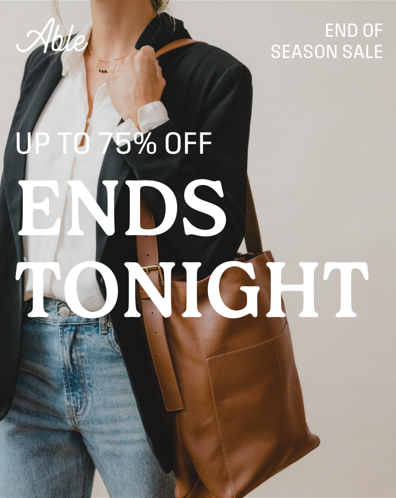 Able end of season sale, up to 75% off ends tonight