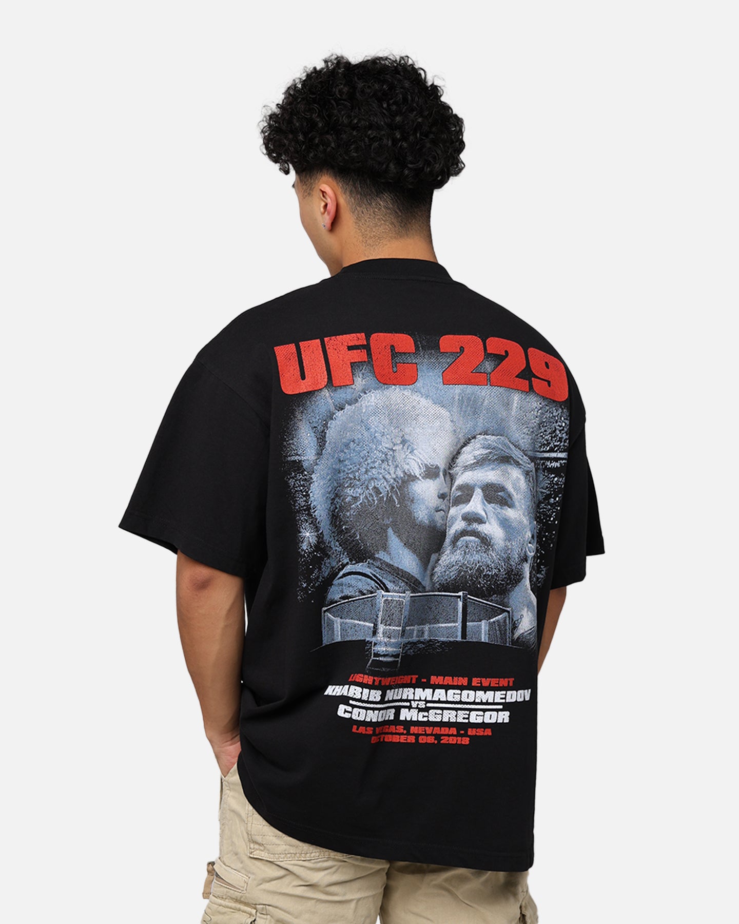 Image of UFC By Goat Crew Khabib Nurmagomedov vs. Conor McGregor  229 Card T-Shirt Black