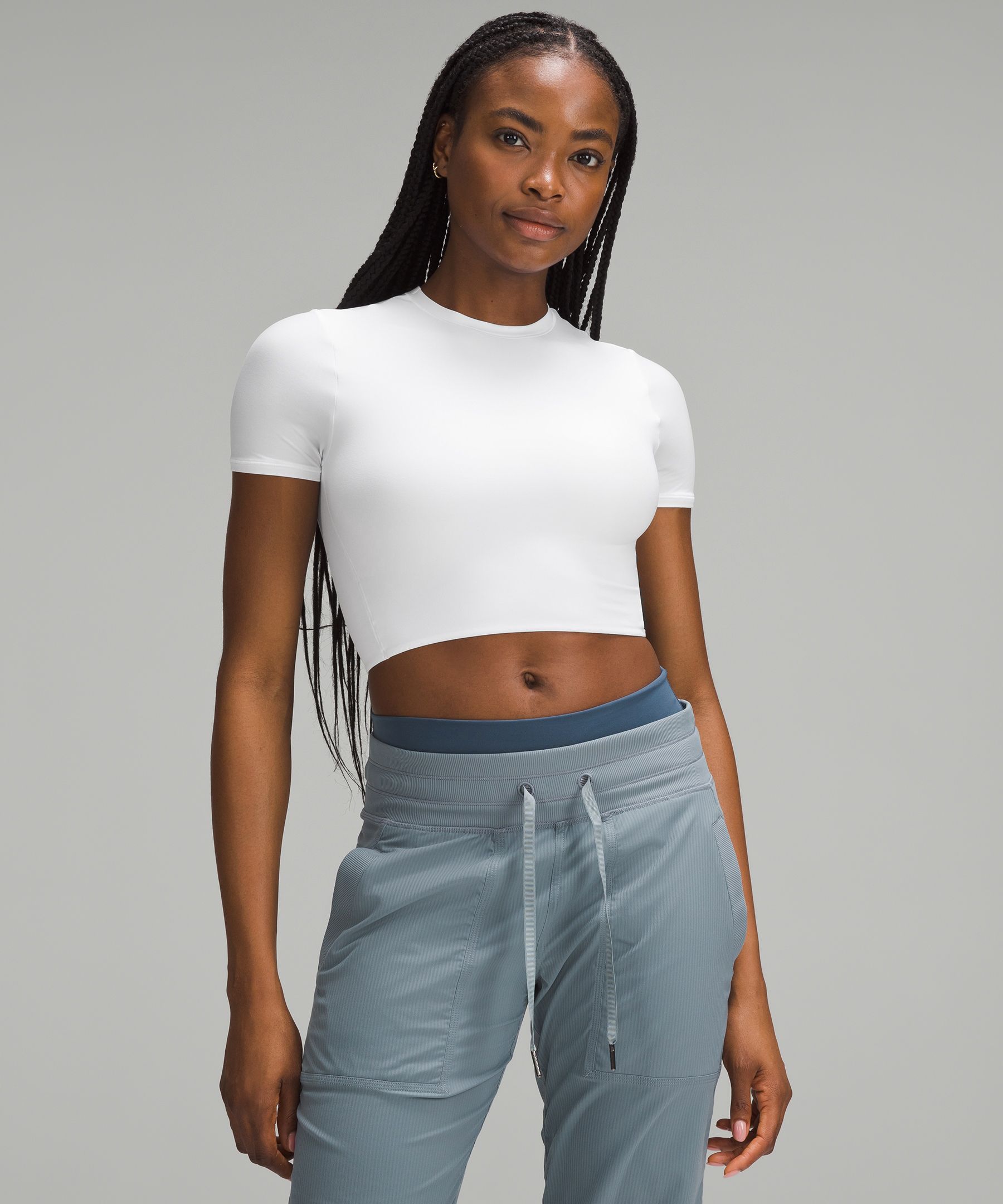 Wundermost Ultra-Soft Nulu Crewneck Cropped T-Shirt