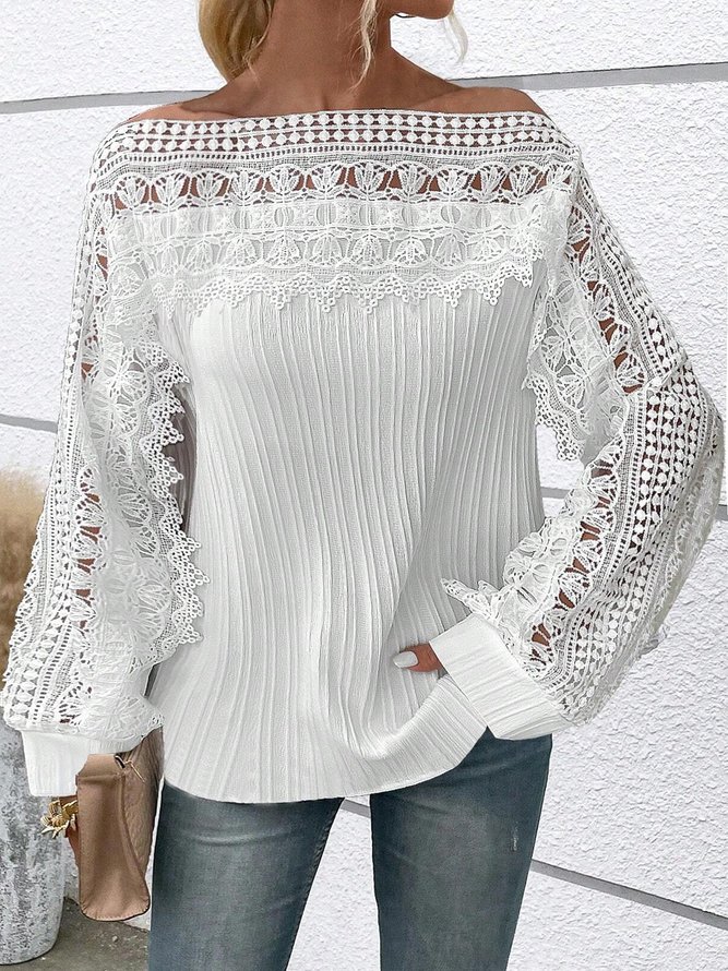 Lace Regular Loose Shirt For ...