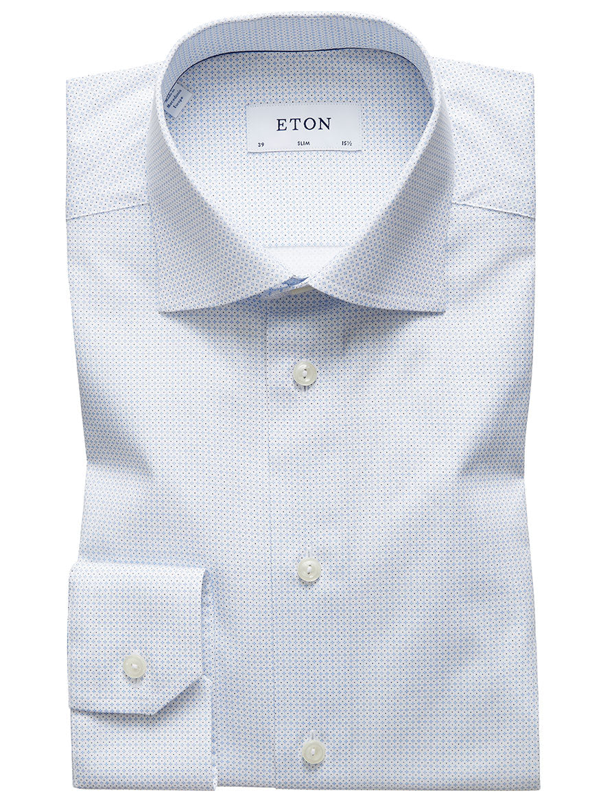 Image of Eton Slim Fit Sky Blue Micro Print Dress Shirt