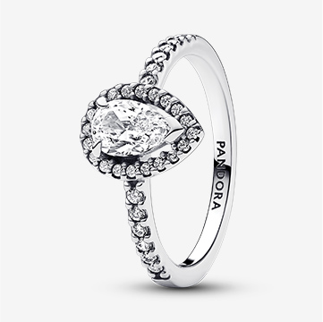 Sparkling Pear Halo Ring