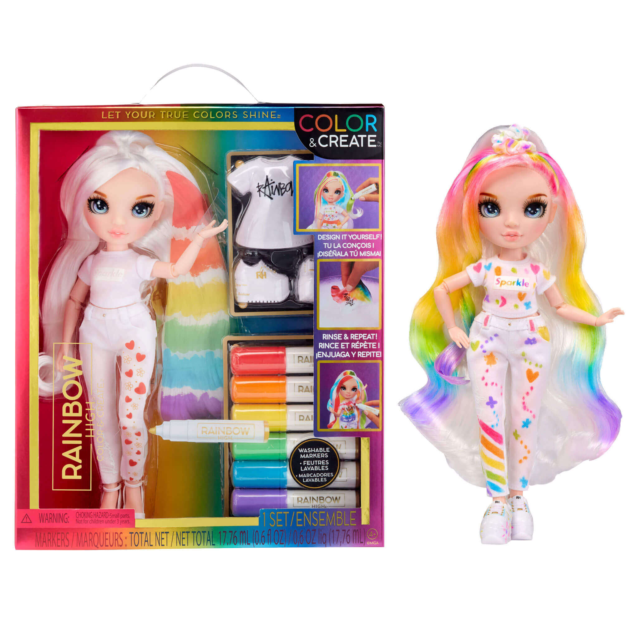 Image of Rainbow High Color & Create Fashion DIY Doll with Blue Eyes