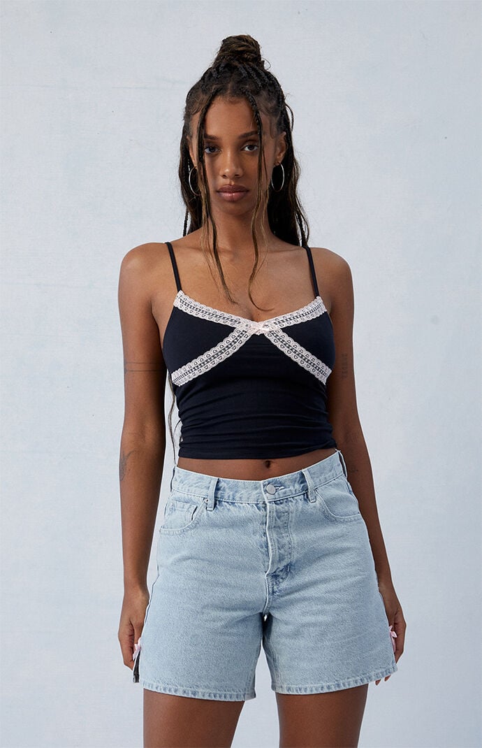 Image: Light Indigo Bow High Waisted Relaxed Jorts