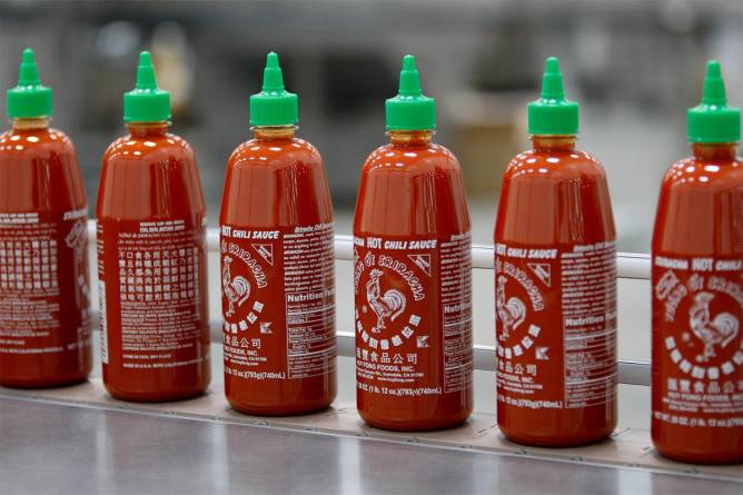 Sriracha bottles