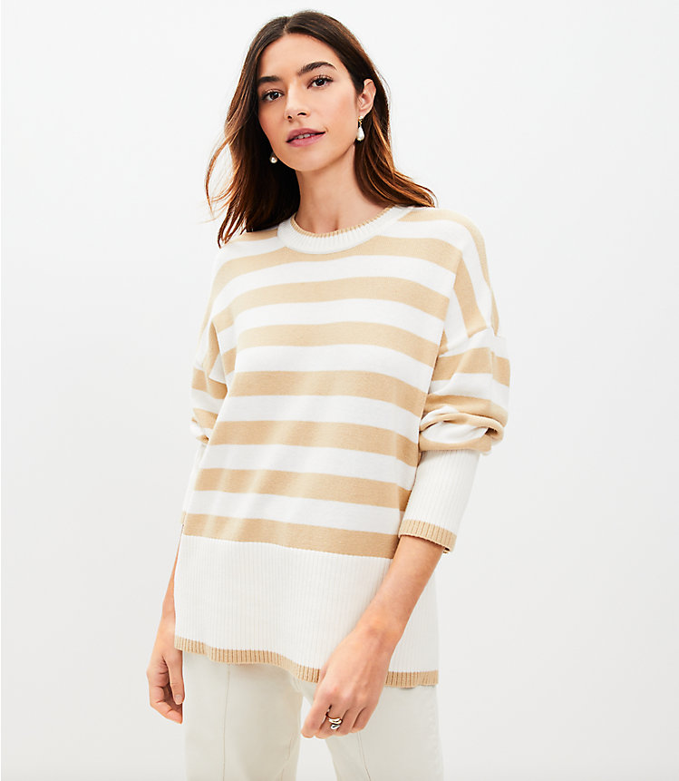 Stripe Relaxed Tunic Sweater