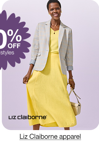 30% Off select styles. Liz Claiborne apparel