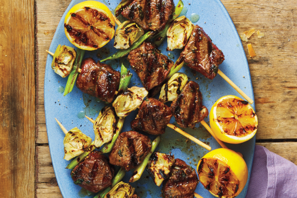 Grilled Lamb and Artichoke Kebabs