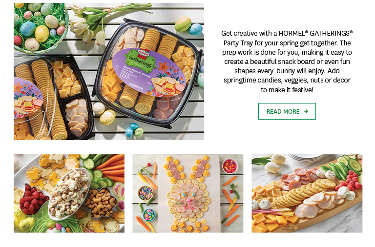 Get creative with a HORMEL® GATHERINGS® Party Tray for your spring get together.