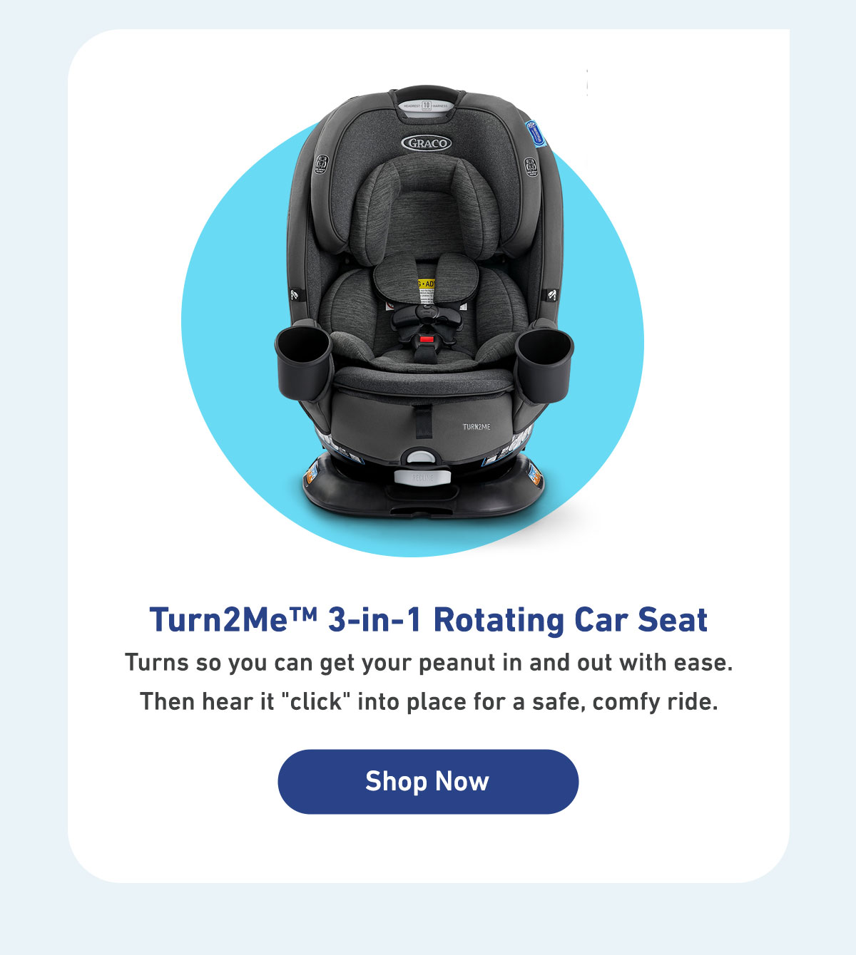 turn2me 3-in-1 rotating car seat. shop now.