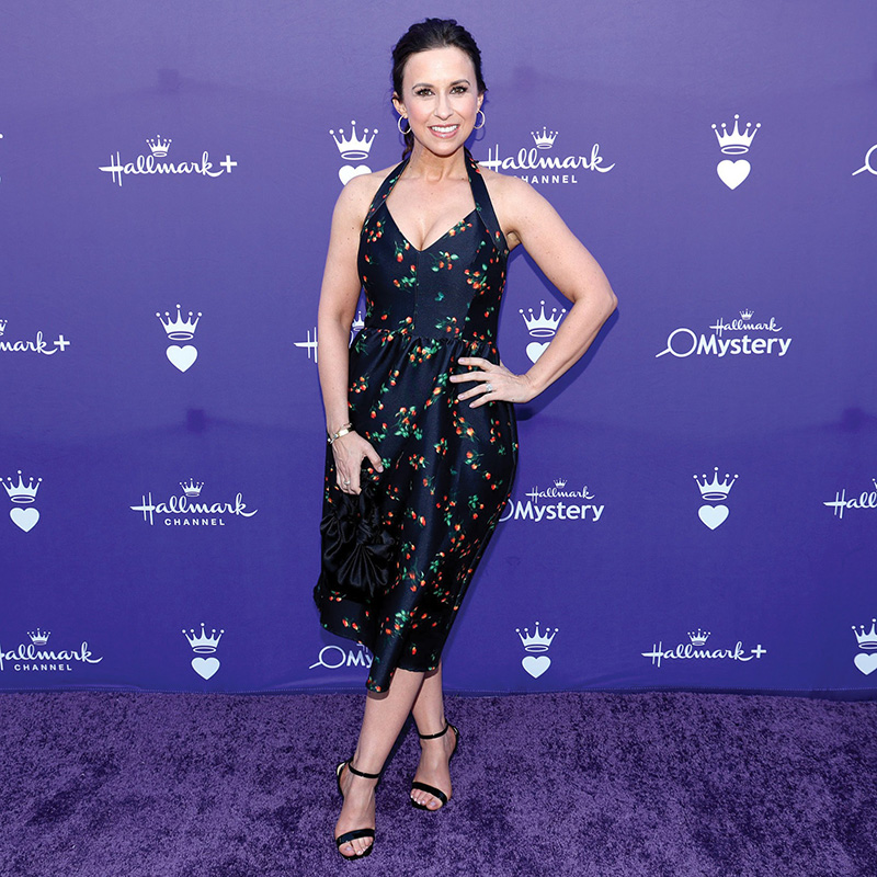 See Hallmark Star Lacey Chabert Shut Down the Red Carpet in a Black Floral Cocktail Dress