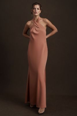 BHLDN Ruby Twist Halter Satin Gown