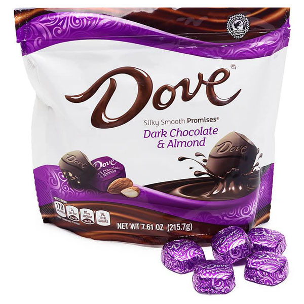 133781 - Dove Dark Chocolate Almond Squares: 28-Piece Bag