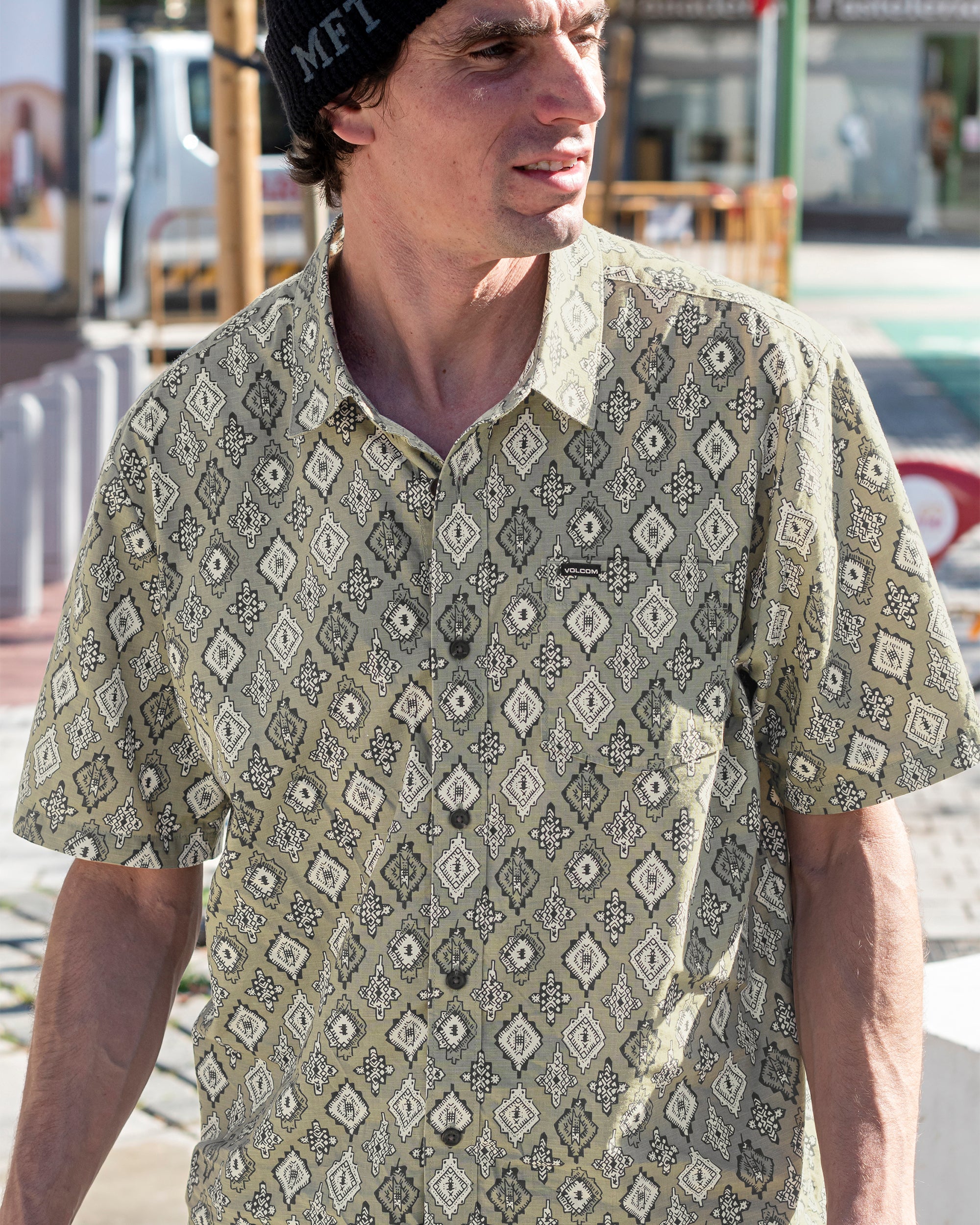 Image of Scaler Stone Woven Short Sleeve Shirt - Thyme Green